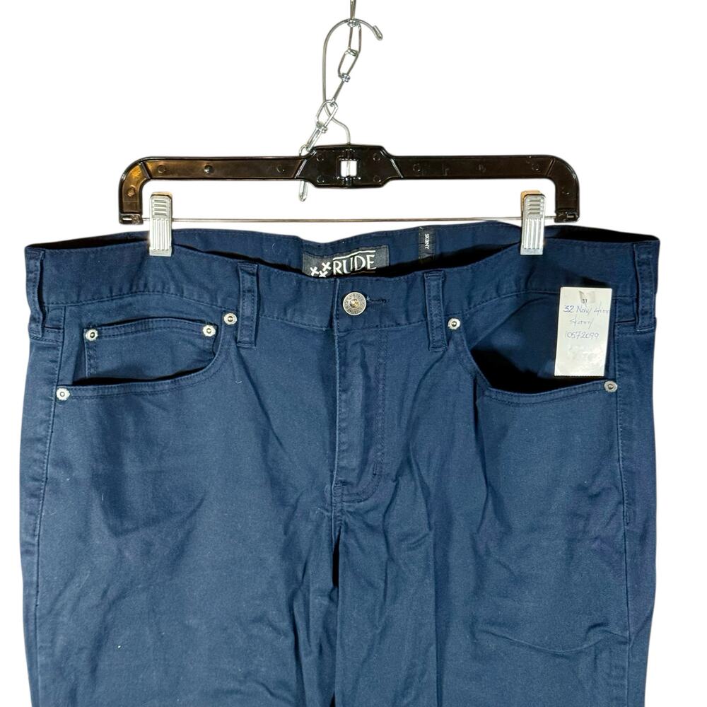 RUDE Hot Topic NWT Men's 38 Dark Navy Blue Skinny Chino Pants Light Stretch - Picture 4 of 11